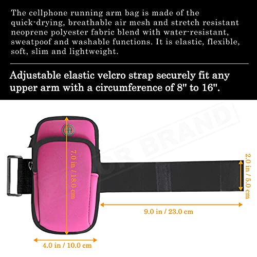 Adjustable Strap Cellphone Arm Bag Wallet Pouch Armband for Cell Phone Keys Cards Walking Jogging Running Hiking Trekking Gardening Skating for iPhone 6 6S 7 8 X XR XS 11 12 Max Pro Plus Samsung -Rose - color: J/Adjustable Rose Bag for Any Arm