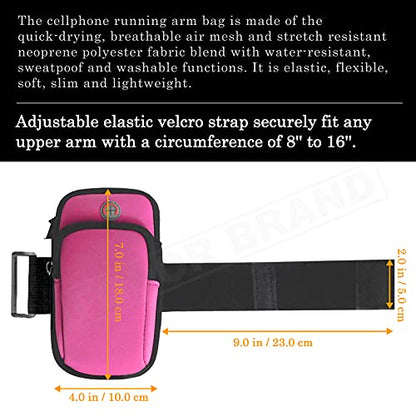 Adjustable Strap Cellphone Arm Bag Wallet Pouch Armband for Cell Phone Keys Cards Walking Jogging Running Hiking Trekking Gardening Skating for iPhone 6 6S 7 8 X XR XS 11 12 Max Pro Plus Samsung -Rose - color: J/Adjustable Rose Bag for Any Arm