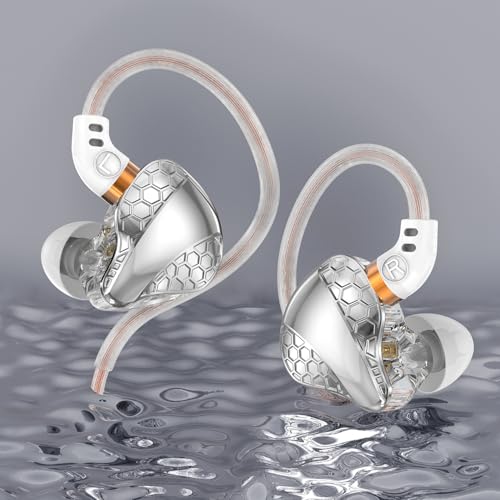 2 Pack in Ear Monitor Headphones, H89 IEM Earphone Wired Earbud - color: Black+White