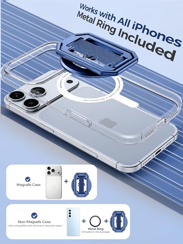 Ultra-Light & Durable Aluminum Phone Grip Stand for MagSafe with Strap - color: Blue(All-Aluminum)