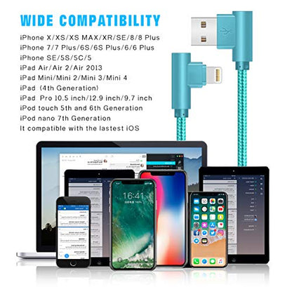 SHUSEL for iPhone Charger Cable Right Angle Lightning Cable 3Pack - size: 3colros 6FT