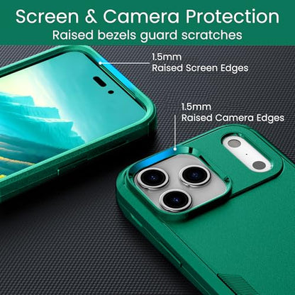 MXX for iPhone 17 Pro Case, Heavy Duty 3 in 1 Wing Design Protective Cover with MagSafe, Phone Case 2025 (Green) - color: Green, size: iPhone 17 Pro