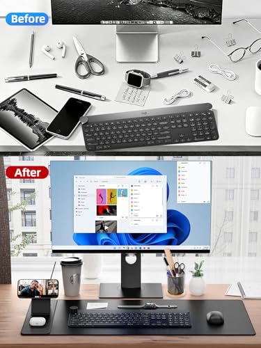 Wireless Charging Mouse Pad with Magnetic Phone Stand, 31.5"x15.8" Large - color: Black-Mag Stand-Adatper