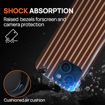 Magnetic for iPhone 14 Plus Case,[Compatible with Magsafe] Dual Layer Protective Heavy Duty Shockproof Rugged Drop Protection Bumper Hybrid Case- Aesthetic Striped Brown - color: Aesthetic Striped Brown, size: iPhone 14 Plus