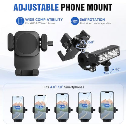 Bike Light Phone Holder, 2-in-1 Detachable Phone Mount