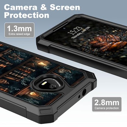 for Schok Volt Sv67q Sv67332 Case with Screen Protector, Military Grade Drop Protection, Dual Layer Hybrid Shockproof Protection TPU Phone Case for Schok Volt Sv67q, Hand Drawn Bookshelv - color: Hand Drawn Bookshelv