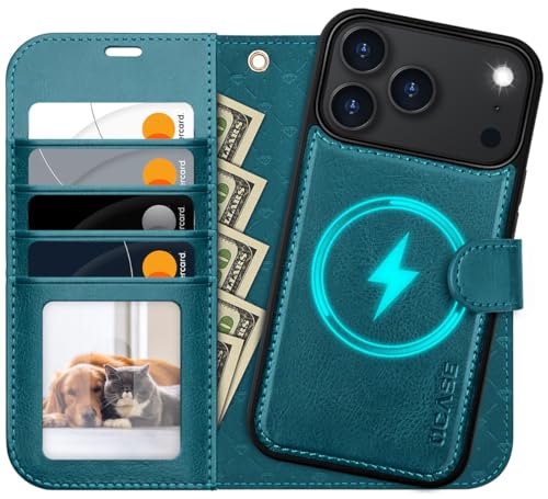 OCASE for iPhone 17 Pro Max Detachable Wallet Case with Card Holder, 2 in 1 PU Leather Flip Folio with RFID Blocking Stand Wrist Strap Shockproof Phone Cover 6.9 Inch 2025, Peacock Blue | PU Leather, RFID Blocking, Wireless Charging, Card Holders, Kicksta