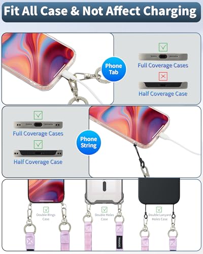 VVAAGG Cell Phone Lanyard for iPhone: Adjustable Phone Strap Crossbody Neck and Wrist Strap Anti-Theft Lanyard Travel Essential Compatible for iPhone Android Smartphones Purple - color: Purple