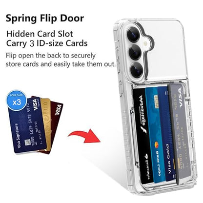 Wallet Case for Samsung Galaxy S26 with 3 Credit Card Holder Clear | Slot Shockproof Hybrid Heavy Duty Protection Clear Phone Cover Compatible with Galaxy S26 6.3 Inch (Clear) - color: Clear, size: Samsung Galaxy S26