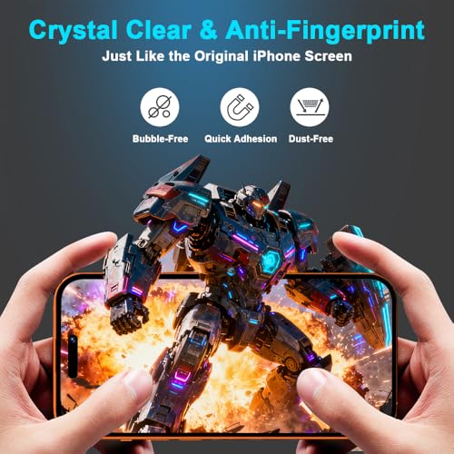 9H+ Tempered Glass for iPhone 17 Pro Max Screen Protector with Auto Dust Removal Installation Frame Military Grade Protection (Scratch, Shatter, Drop Resistance) Full Edge Coverage 6.9" 2025, 2 Pack - size: iPhone 17 Pro Max