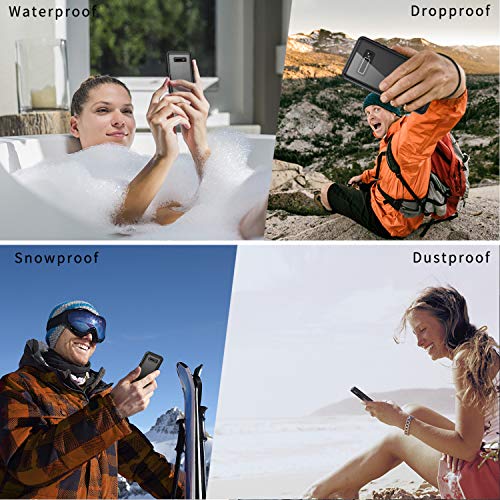 Lanhiem for Samsung Galaxy S10+ Plus Case, IP68 Waterproof Dustproof Case with Built-in Screen Protector, Rugged Full Body Shockproof Protective Cover for Galaxy S10 Plus (Black/Clear)