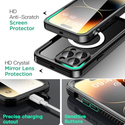 AICase iPhone 14 Pro Max Case Waterproof with MagSafe Clear Snowproof,Dustproof and Shockproof,IP68 Certified Full Body 360 Protection Fully Sealed Underwater Cover for iPhone 14 Pro Max 6.7" - color: iphone 14 Pro Max Waterproof Case