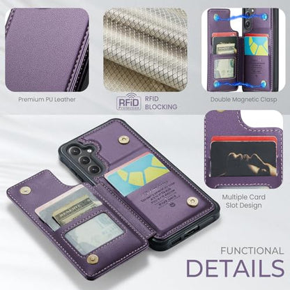 Kowauri for Samsung Galaxy S23 FE Case, PU Leather Wallet Case for Women Men with RFID Blocking Card Holder Slot Magnetic Closure Shockproof Protective Phone Cover for Samsung Galaxy S23 FE,Purple - color: Purple