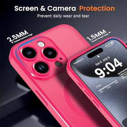 Magnetic Case for iPhone 13 Pro 6.1-Inch, [Compatible with Magsafe][Full Camera Protection] Ultra Slim Translucent Matte Shockproof Protection Phone Cover-Rose Red - color: Rose Red, size: iPhone 13 Pro