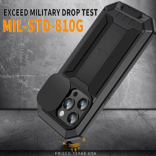 Lunivop for iPhone 15 Pro Max Case Heavy Duty Protection Rugged Screw Full Body Military Grade Metal Rubber with Stand Hard Built in Screen Protector Phone for iPhone 15 ProMax Case Black - color: Black