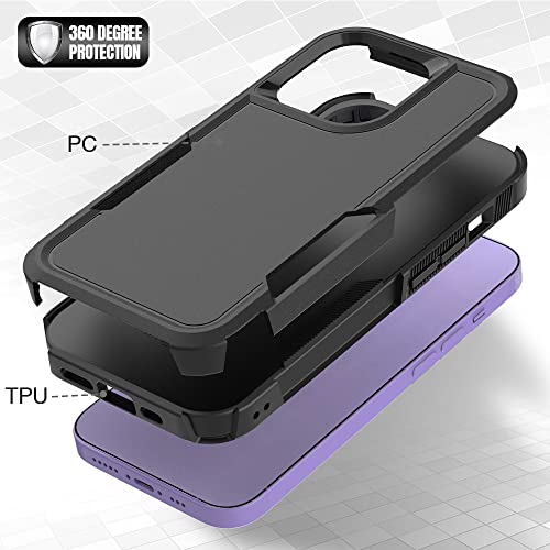 Heavy‑Duty Rugged Anti‑Drop Shockproof Protective Phone Case for iPhone 14 Pro, Durable Protective Shell, Black - color: Black, size: iPhone 14 Pro