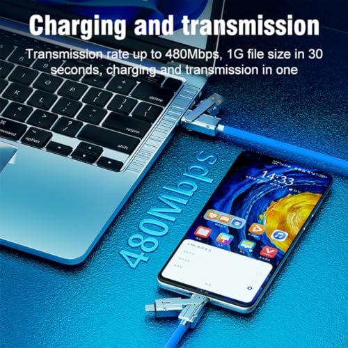 2 Pack USB C to C Cable 5ft Chubby Silicone 4 in 1 USB C Charging Cable - color: Orange+Blue