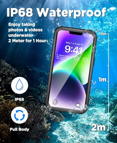 Beeasy for iPhone 14 Pro Waterproof Case with Magsafe IP68 Underwater Military Grade, Phone Case with Shockproof, Dustproof, Rugged 360 Full Body Protection Cover with Built-in Screen Protector Black - size: iPhone 14 Pro (6.1")
