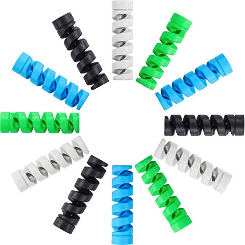 Jetec 12 Pcs Charging Cable Protector Silicone Spiral Charger Cable Saver - color: Gray, Black, Blue, Green