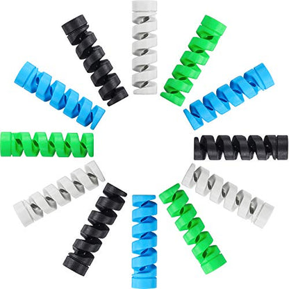 Jetec 12 Pcs Charging Cable Protector Silicone Spiral Charger Cable Saver - color: Gray, Black, Blue, Green