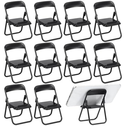 SHINEOFI 12 Pcs Mini Folding Chair Cell Phone Stand,Doll House Folding Chair Models,Hands-Free Portable Desktop Stand Cute Decor for Smartphone Tablet Dollhouse Decoration
