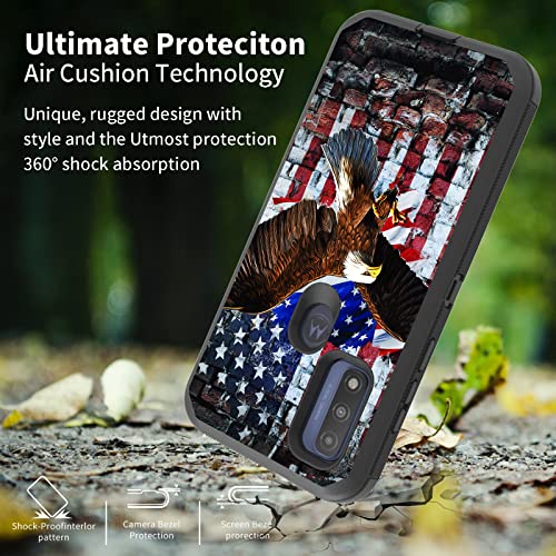 for Moto G Pure 2021/ Moto G Power 2022 Case, Heavy Duty Triple-Layer Drop Protection Full-Body Rugged Shockproof Durable Cover Holster with Swivel Belt-Clip, Patriotic Eagle USA Flag - color: Patriotic Eagle USA Flag, size: Moto G Pure/ Moto G Power 2022