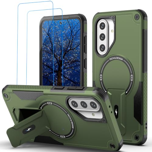 for Galaxy A37/A36-5G Case Military-Grade Dropproof Phone/Invisible Kickstand with MagSafe/HD Screen Protector, Protective Magnetic Phone Cover for Samsung Galaxy A37 4G/5G&A36 5G (Green) - color: Green