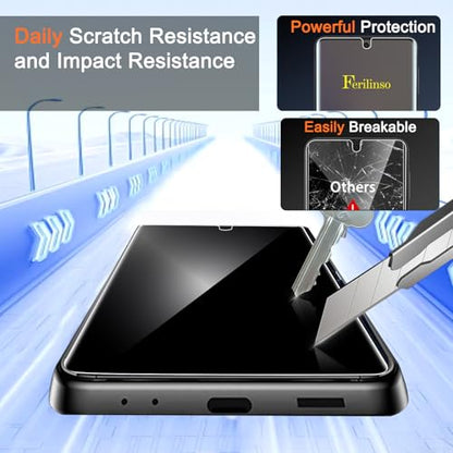 Ferilinso 2 Pack Privacy Screen Protector for Samsung Galaxy Z Flip 7 | 9H+ Tempered Glass Back&Camera Lens Protectors, Military-Grade Shatterproof, Case Friendly, Easy Installation Bubble Free - size: Samsung Galaxy Z Flip 7-Black