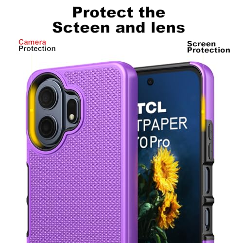 Ailiber for TCL 70 Pro NxtPaper Phone Case Slim, Screen Protector-Purple | Creative Artistic Design, Dual Layer Hybrid Protection & Soft Silicone Bumper, Shockproof Phone Cover for Daily Lifestyles - color: Purple
