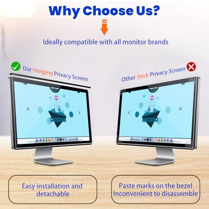 Removable Hanging 27" Monitor Blue Light Blocking Screen Protector
