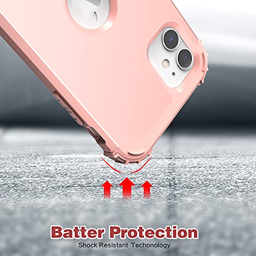 IDweel for iPhone 11 Case with Screen Protector(Tempered Glass), Hybrid 3 in 1 Shockproof Slim Fit Heavy Duty Protection Hard PC Cover Soft Silicone Bumper Full Body Case,Rose Gold - color: Rose Gold