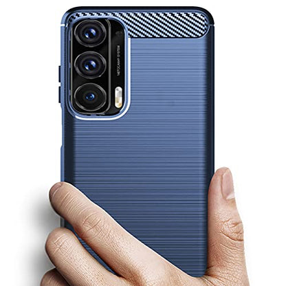 Osophter Moto Edge 2021 Case, 5G UW, Flexible TPU, 2pcs Screen Protector, Shock-Absorption, Navy Blue - color: Moto Edge 2021 Case-Navy Blue