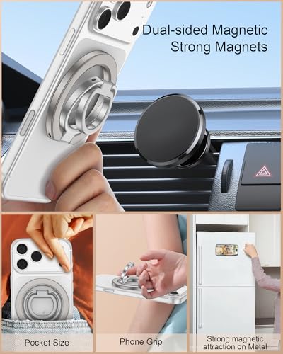 Magnetic Phone Grip Stand for Back of Phone, Pixel 10 Pro Snap Ring Holder - color: Grey