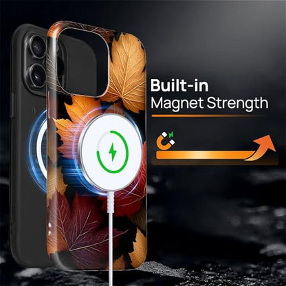 Magnetic Phone Case for iPhone 14 Pro,Compatible with MagSafe,Durable 2 Layers Full Covered Shockproof Protective Cover-Autumn Maple Leaves - color: Autumn Maple Leaves, size: iPhone 14 Pro