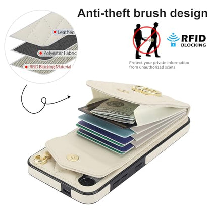 Asuwish Phone Case for Samsung Galaxy S24 5G Wallet Cover with Tempered Glass Screen Protector and Crossbody Wrist Strap Ring Stand RFID Blocking Card Holder Cell S 24 24S G5 Women Men Girls Off White - color: Off White