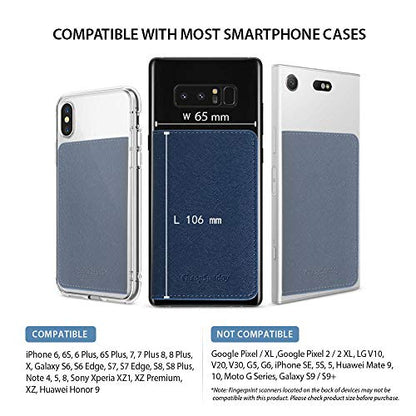 ID Card Holder for Back of Phone Leather Phone Wallet Stick On with Stand Flip Waterproof Leather Adhesive Wallet for Most Cellphones (Navy) - color: Navy