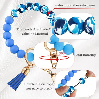 Silicone Beaded Phone Wrist Strap for Women, BPA-Free Silicone - color: Dark Blue