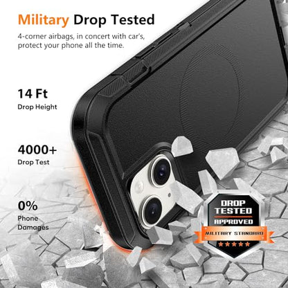 TUTUKII Magnetic for iPhone iPhone 15, 14 & 13 Case Black | MagSafe Compatible, Rugged, Tough, Heavy Duty, Shockproof, Tri-Layer, 6.1-Inch, - color: Black