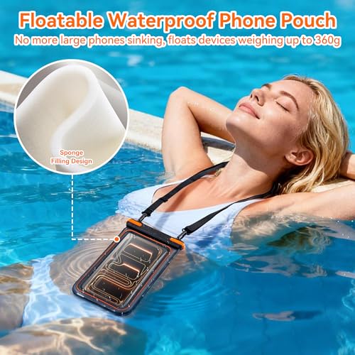 Waterproof Phone Pouch, IPX8 Floating Case up to 7.1" | Touchscreen TPU Window, 4-Chamber Airbag, for iPhone 17/16/15 Pro Max, Samsung S25/S24 Ultra, Beach, Cruise & Kayak - color: BLACK 1PACK