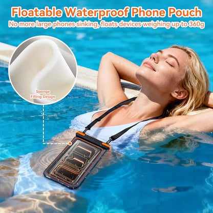 Waterproof Phone Pouch, IPX8 Floating Case up to 7.1" | Touchscreen TPU Window, 4-Chamber Airbag, for iPhone 17/16/15 Pro Max, Samsung S25/S24 Ultra, Beach, Cruise & Kayak - color: BLACK 1PACK