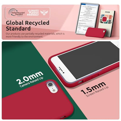 SURPHY Designed for iPhone SE Case, iPhone 8 Case, iPhone 7 Case, Liquid Silicone Phone Case for iPhone se 3rd 2nd SE 2022 SE 2020, Red - color: Red