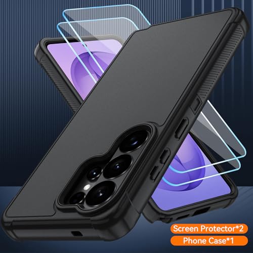 for Samsung Galaxy S26 Ultra Case with HD Screen Protector, 3-Layer Shockproof Military Grade Full Body Protection, Heavy Duty Hybrid Protective Phone Cover (Black/Black) - color: Black/Black