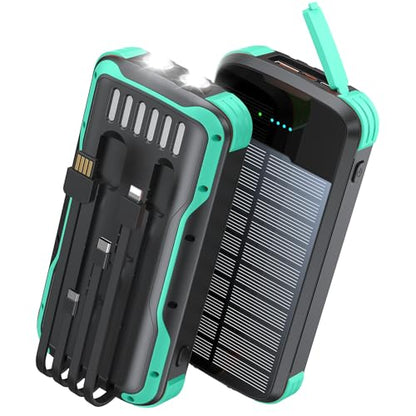Solar Power Bank 40000mAh PD20W Fast Charging Portable Solar Charger - color: Green