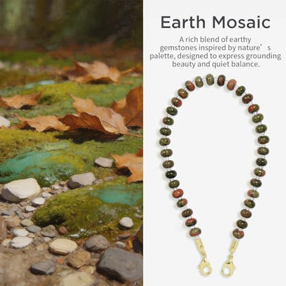 POSADINA Natural Stone Phone Charm, Beaded Healing Phone Wrist Strap, Handmade Cellphone Chain Lanyard with Tether Tab - color: Earth Mosaic