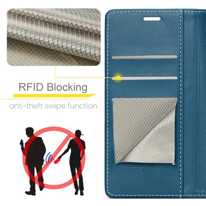 FLIPALM Wallet Case for Google Pixel 8a, Blue | Card Holder, RFID Blocking, PU Leather Folio Flip, Kickstand, Protective Shockproof Cover - color: Blue