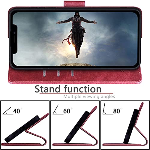 SUANPOT for iPhone 13 6.1 inch 5G with RFID Blocking Wallet case Credit Card Holder,Flip Book PU Leather Phone case Shockproof Cover Cellphone Women Men for Apple 13 case Wallet Red - color: Burgundy