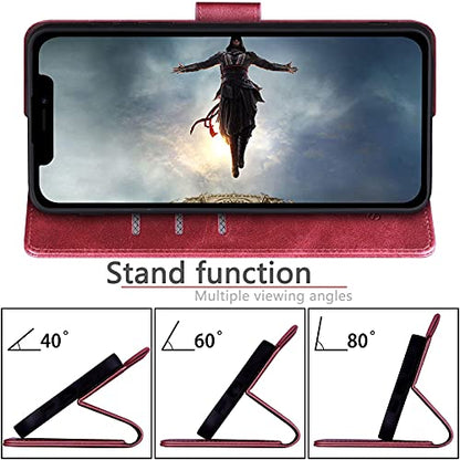 SUANPOT for iPhone 13 6.1 inch 5G with RFID Blocking Wallet case Credit Card Holder,Flip Book PU Leather Phone case Shockproof Cover Cellphone Women Men for Apple 13 case Wallet Red - color: Burgundy