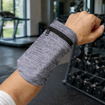 Running Armband Wrist Wallet Phone Holder Sports Arm Band Stretch Fitness Wrist Pouch for Keys Phone (Gray) - color: Gray