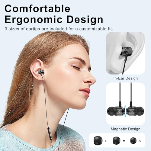 USB C Headphones for Samsung Galaxy S24 S23Ultra FE S22, USB C Earphones Wired with Mic Stereo Type C Headphones Magnetic in-Ear Type C Earbuds for Galaxy A55 A16 A35 ipad iPhone 16 15
