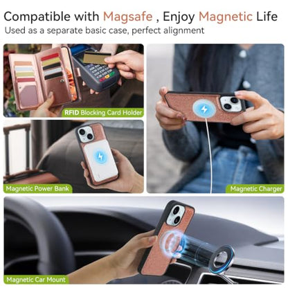 Varikke for iPhone 13 Wallet Case Compatible with Magsafe, Rose Gold - color: (Compatible with MagSafe) Rose Gold, size: iPhone 13 6.1"